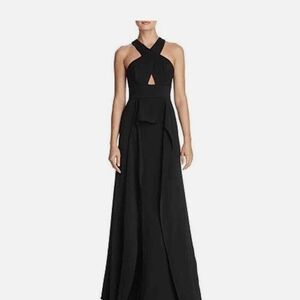 BCBGMaxAzria Black Cut Out Pleated Maxi Gown